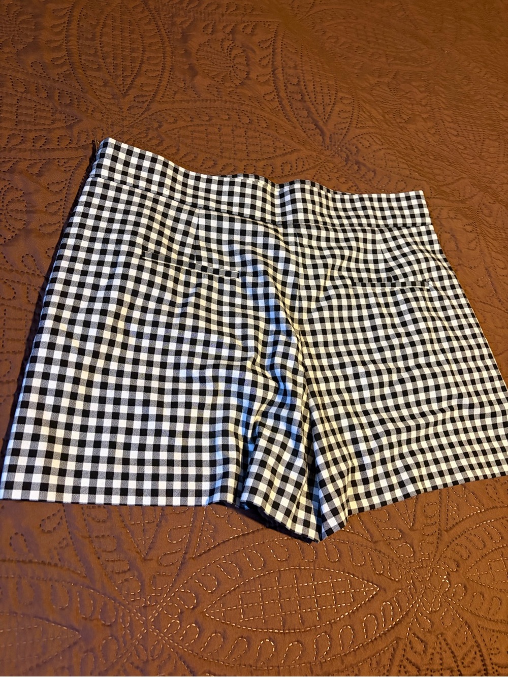 Zara Black and White Gingham High Waist Shorts